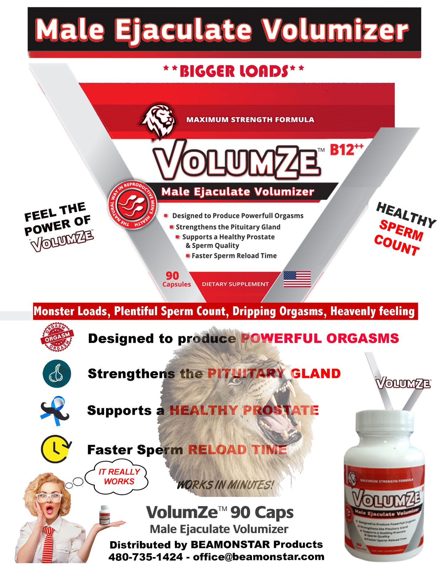 VolumZe 90ct Bottle - Male Ejaculate Volumize - Maximum Strenth Formula
